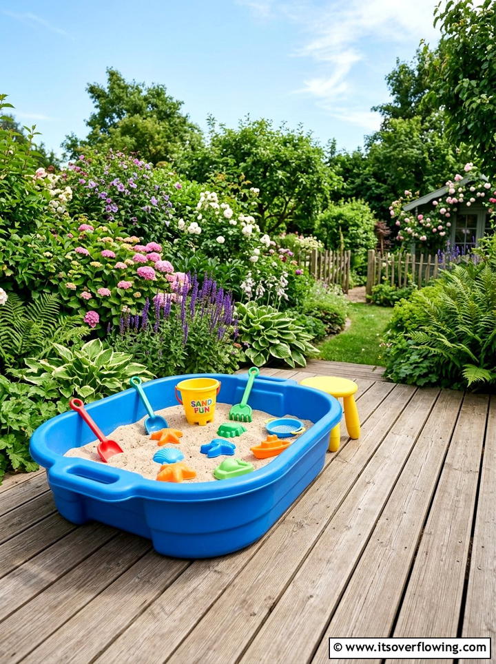 Plastic Tub Sand Play Area - 25 recycled garden ideas for kids