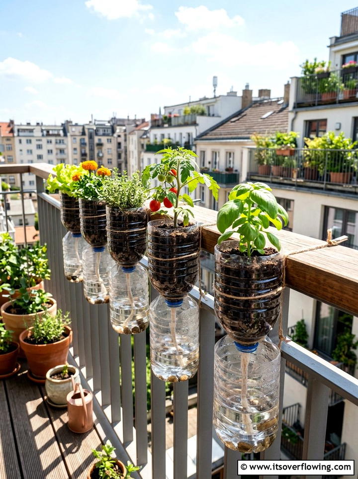 Plastic Water Bottle Planter - 25 recycled garden ideas with seed starting trays