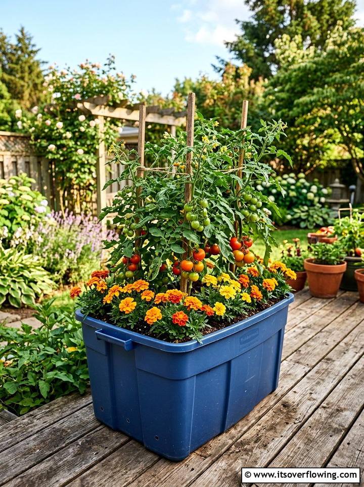 Plastic bin planter box - 25 recycled garden ideas with storage bins