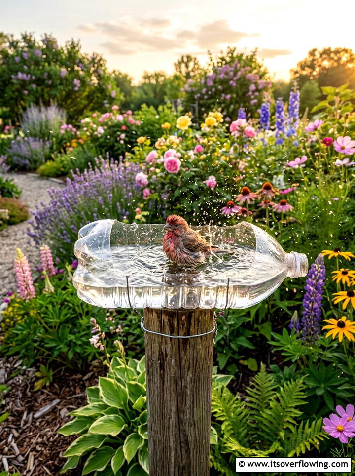 Plastic bottle bird bath - 25 recycled garden ideas with recycled plastic projects
