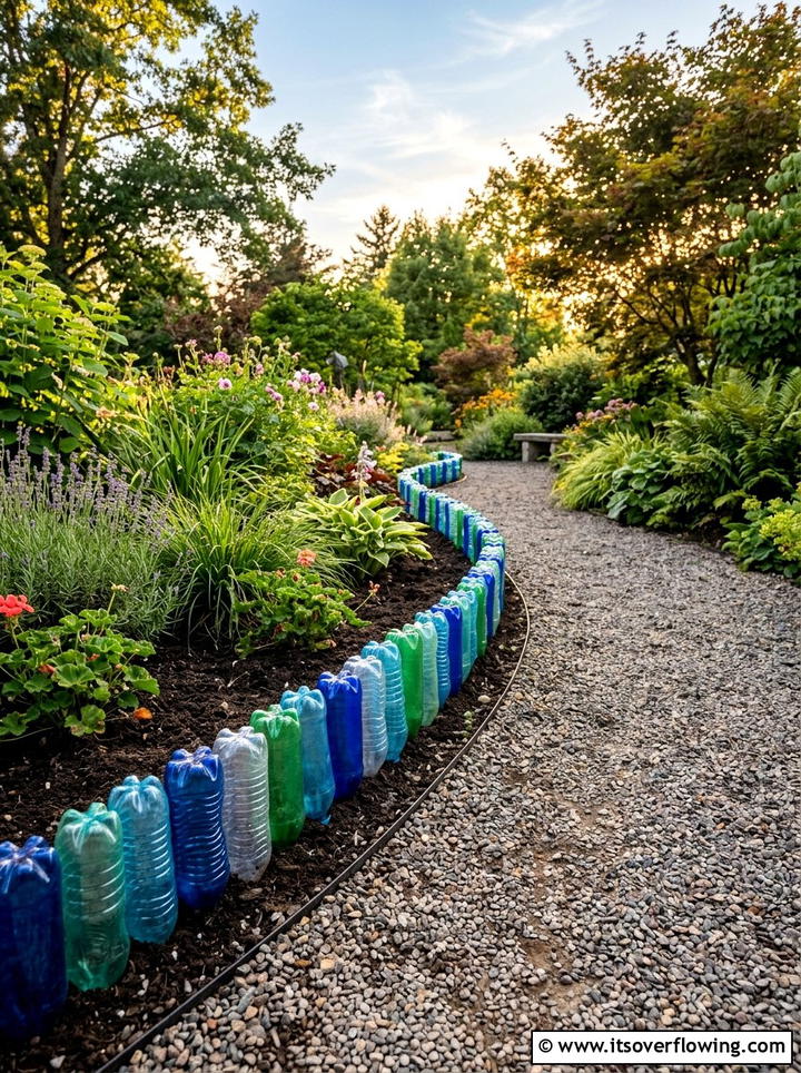 Plastic bottle edging - 25 recycled garden ideas with recycled plastic projects