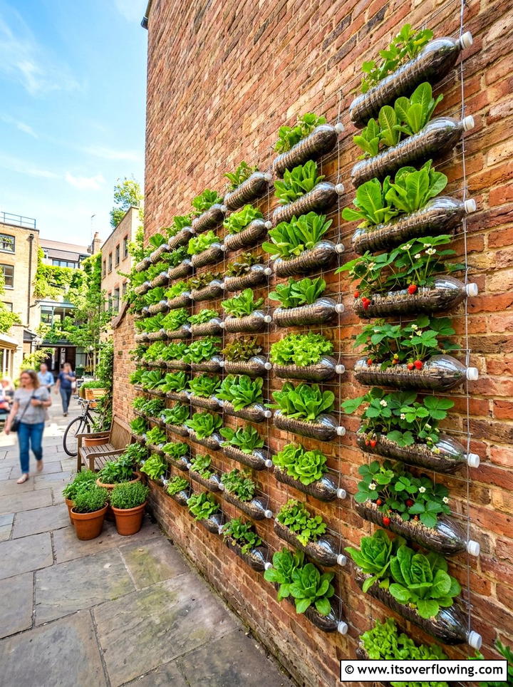 Plastic bottle hanging planter - 25 upcycled garden ideas with hanging planters