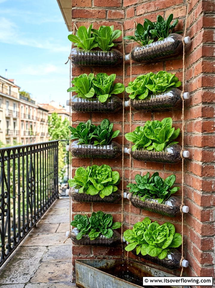 Plastic bottle vertical garden - 25 upcycled garden ideas for balconies