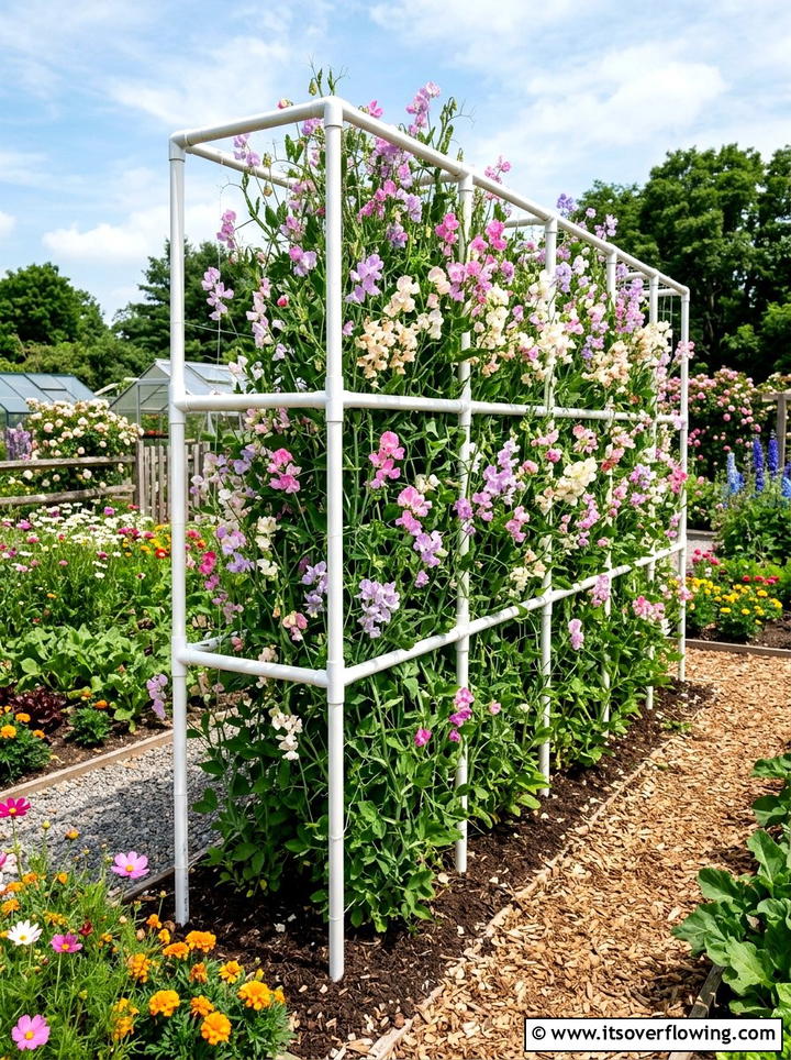 Plastic pipe trellis - 25 recycled garden ideas with recycled plastic projects