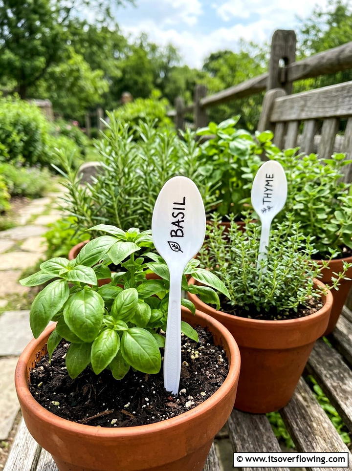 Plastic spoon marker - 25 recycled garden ideas for school projects