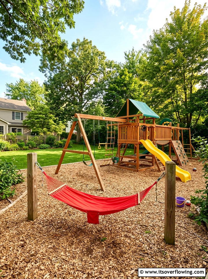 Play Area Hammock - 25 backyard ideas with hammock