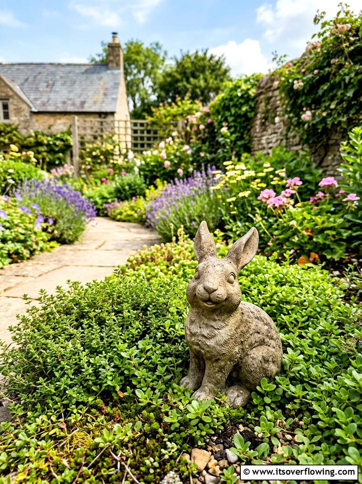 Playful Bunny Rabbit Statue - 25 backyard decorating ideas with statues