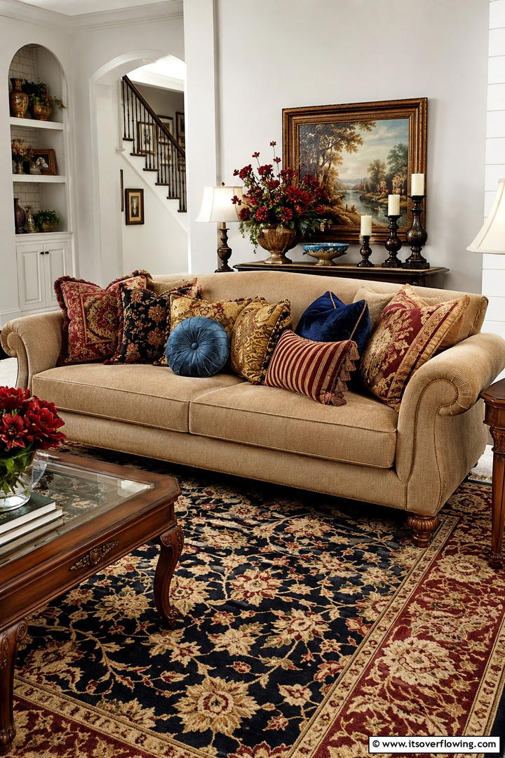 Plush Throw Pillows - 30 Traditional Living Room Ideas for Timeless Elegance