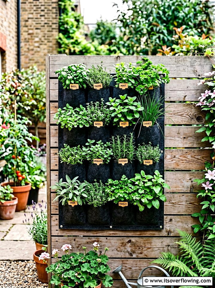 Pocket Wall Herb Planter - 25 backyard decorating ideas with herb stations