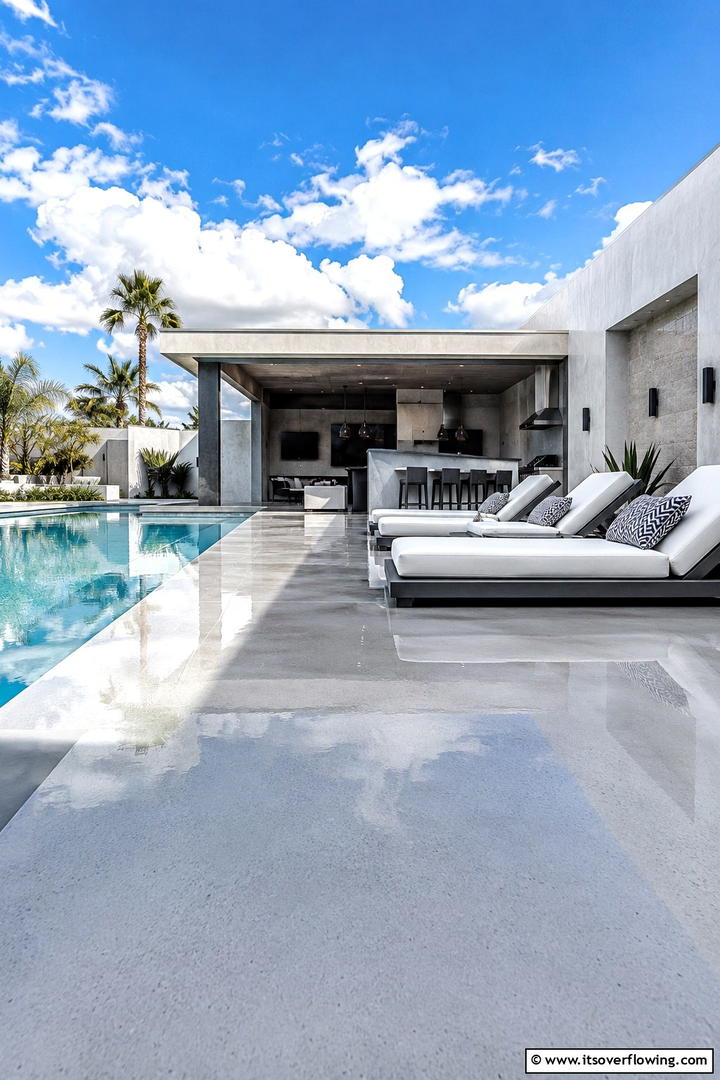 Polished Concrete Decks - 20 Stylish Concrete Pool Deck Ideas for Your Backyard
