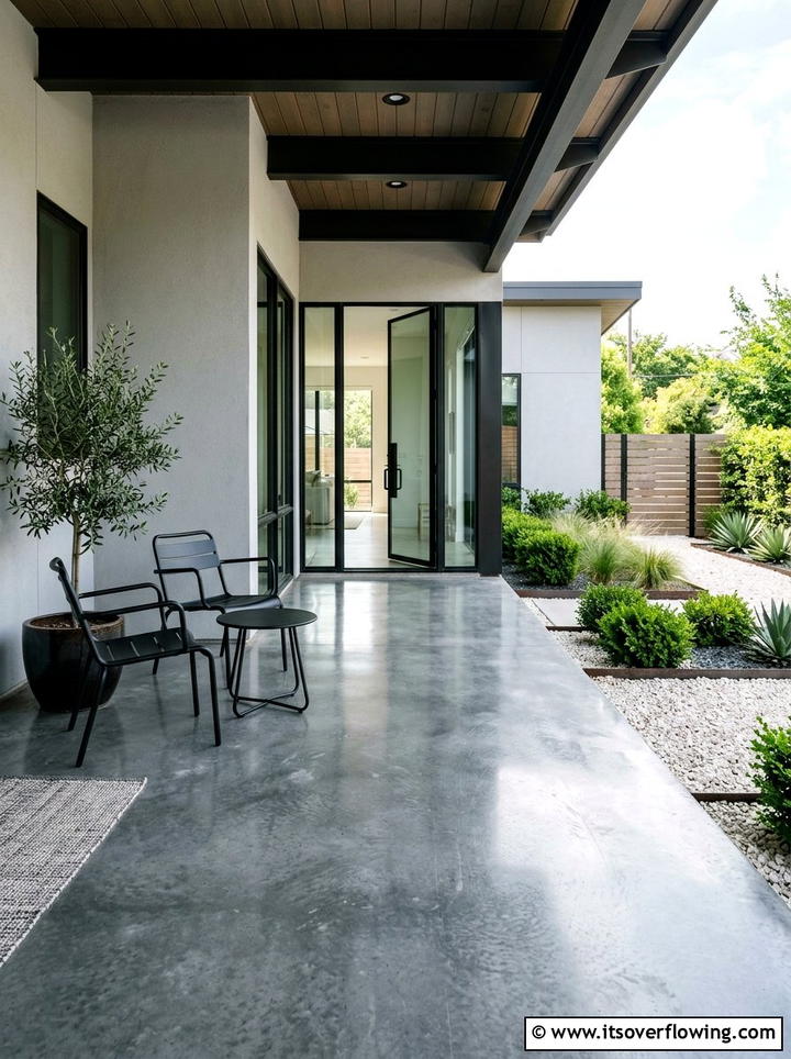 Polished concrete porch - 25 front porch ideas with modern style