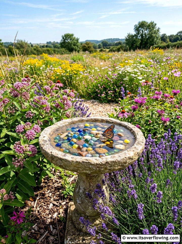 Pollinator Garden Bird Bath - 25 garden ideas with bird baths