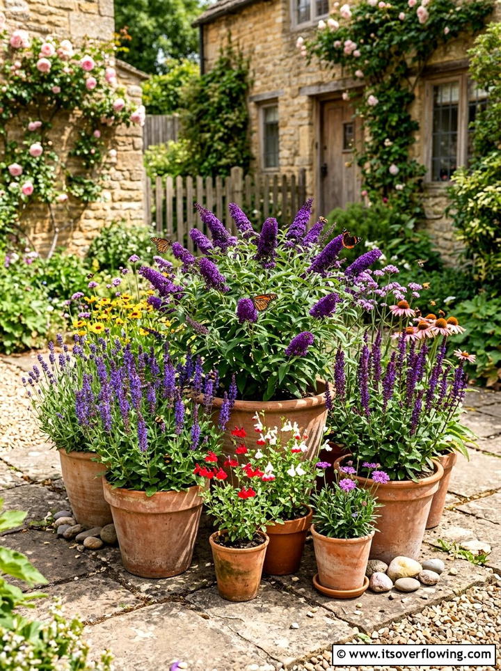 Pollinator Garden Pot Cluster - 25 small garden ideas with container clusters