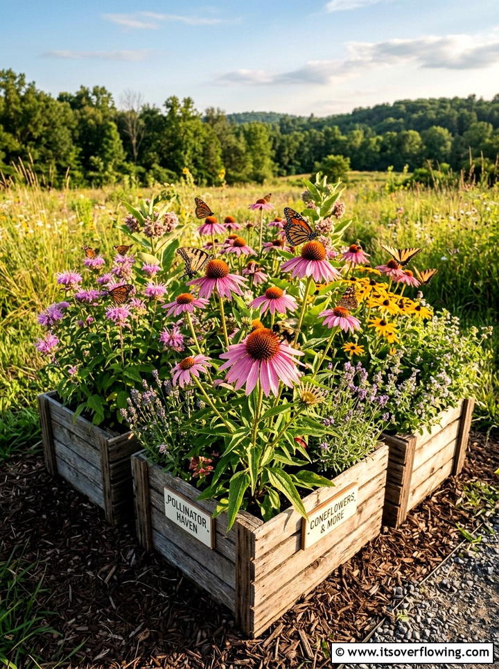 Pollinator crate flower garden - 25 backyard ideas with crate planters