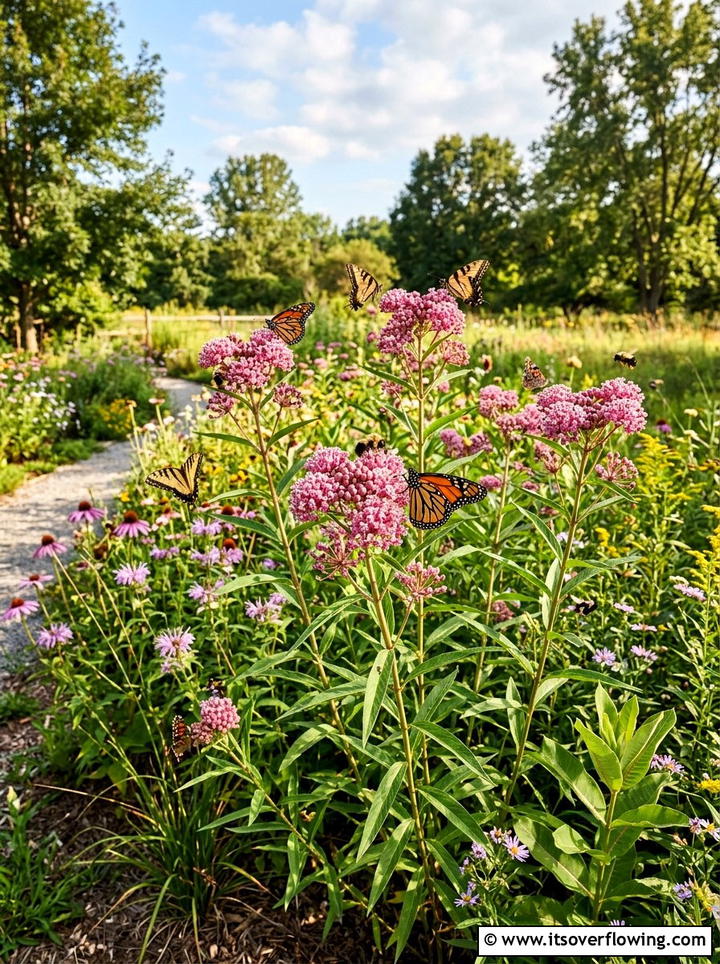 Pollinator garden with milkweed - 25 cheap garden ideas with native plants