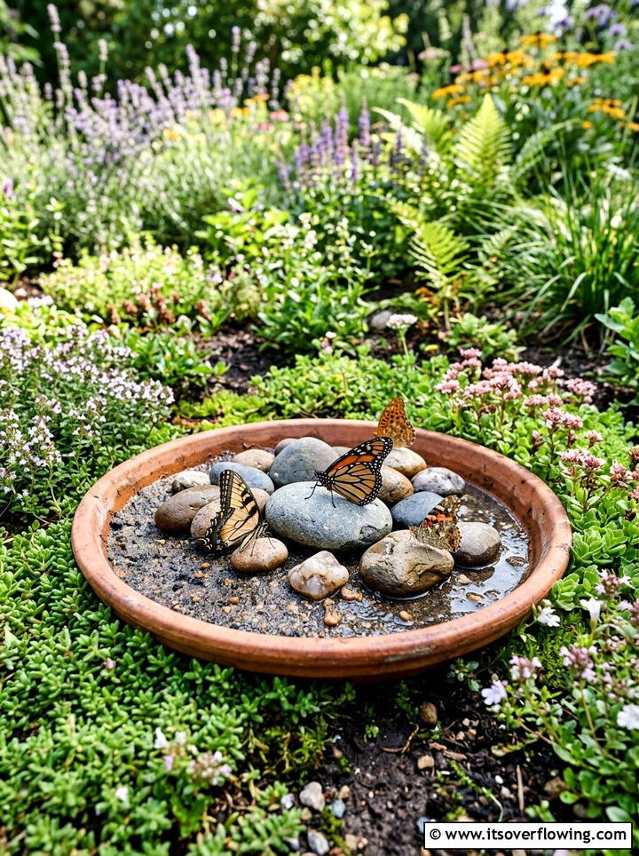 Pollinator puddle station - 25 garden ideas for butterflies