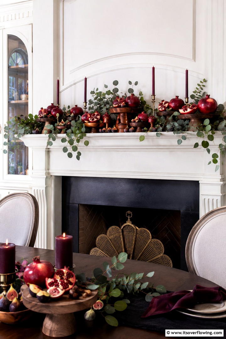 Pomegranate and Fig Mantel Theme - 50 Fall Mantel Decor Ideas for Cozy Spaces This Season