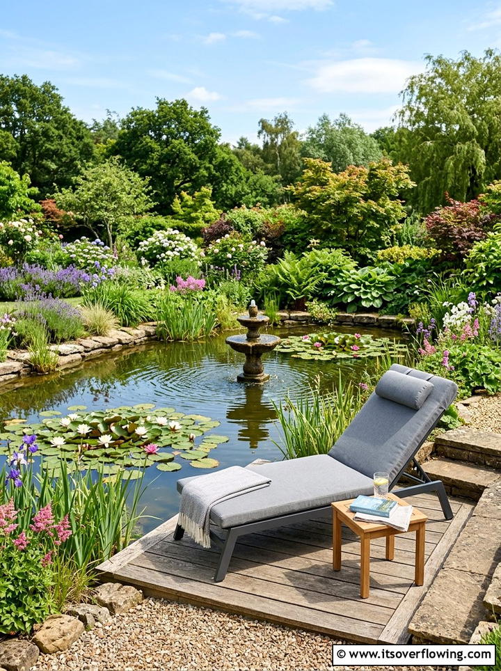 Pond Side Garden Lounger - 25 garden design ideas for reading nooks