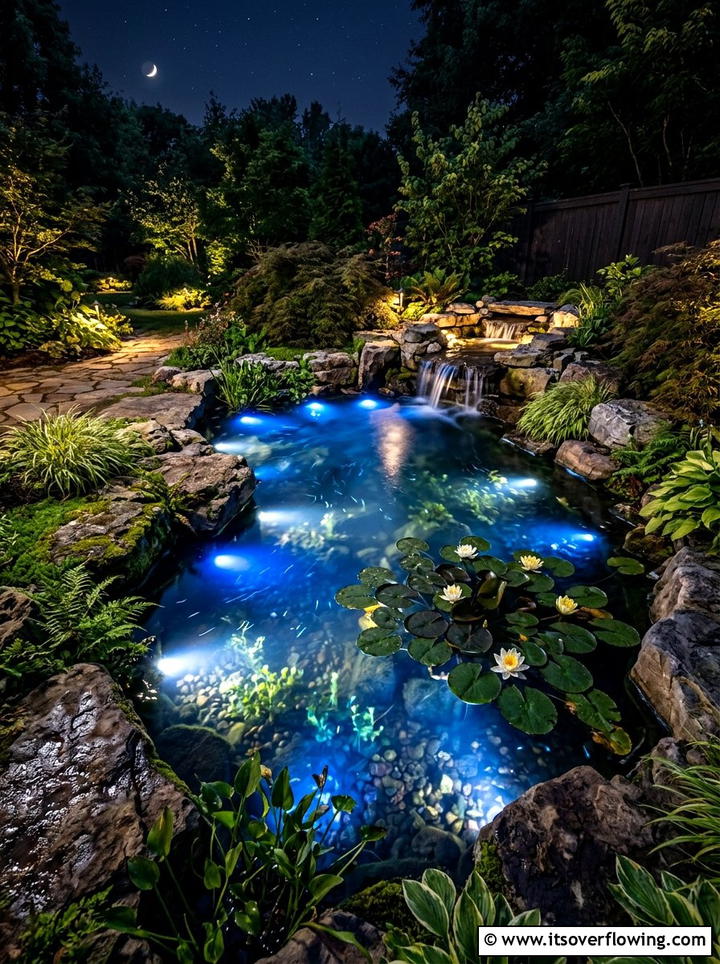 Pond Submersible Lighting - 25 garden ideas with lights
