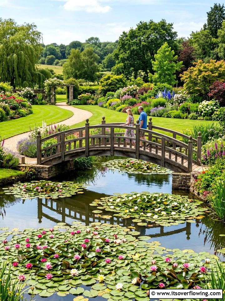 Pond With Bridge - 25 backyard ideas with pond