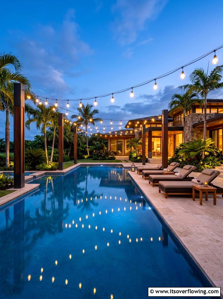 Pool Area Lights - 25 cheap garden ideas with string lights