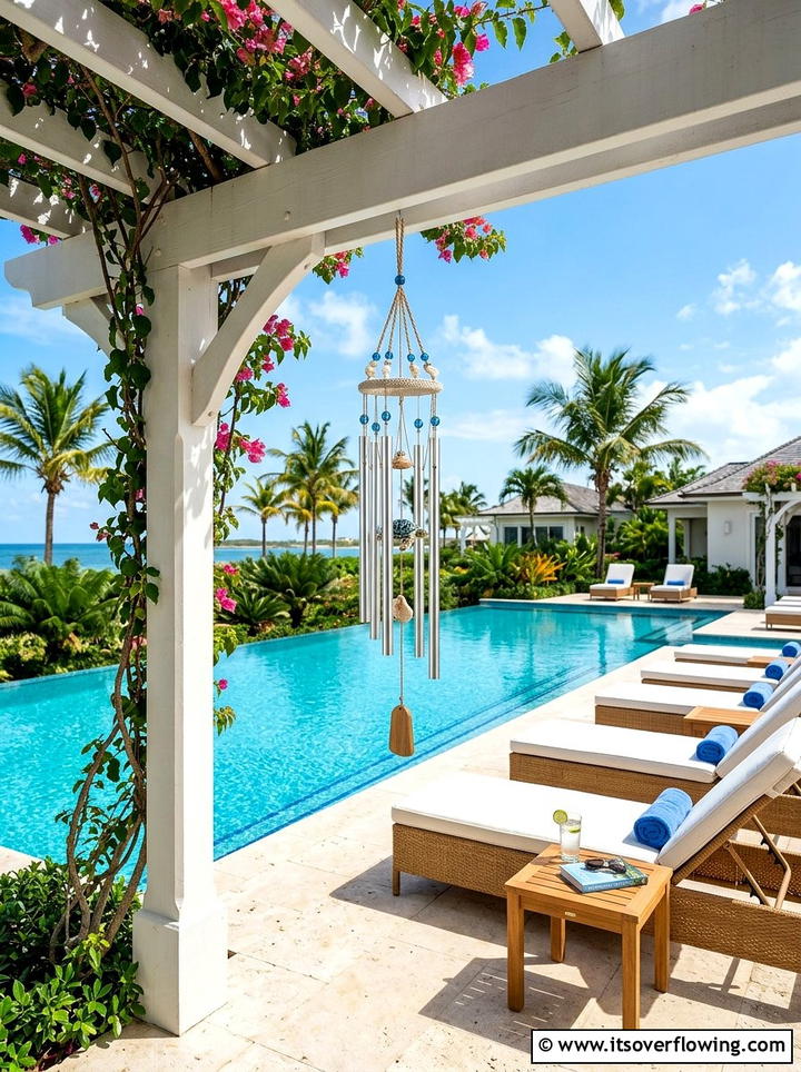 Pool Area Wind Chime - 25 backyard decorating ideas with wind chimes
