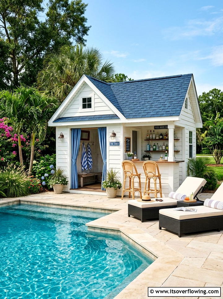 Pool House Shed - 25 backyard ideas with storage shed