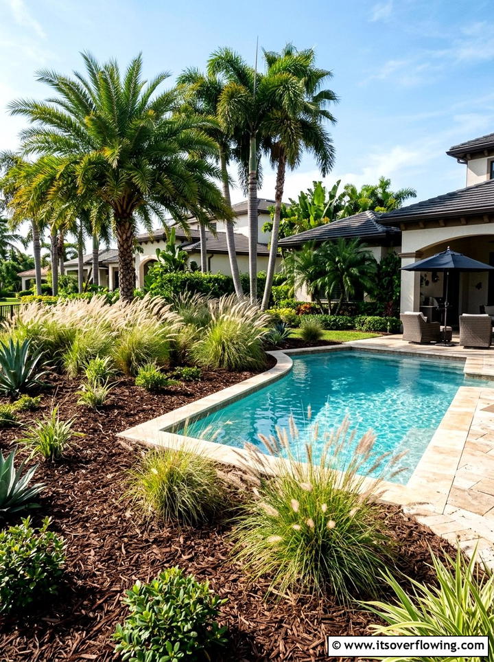 Pool Mulch Area - 25 backyard ideas with mulch beds