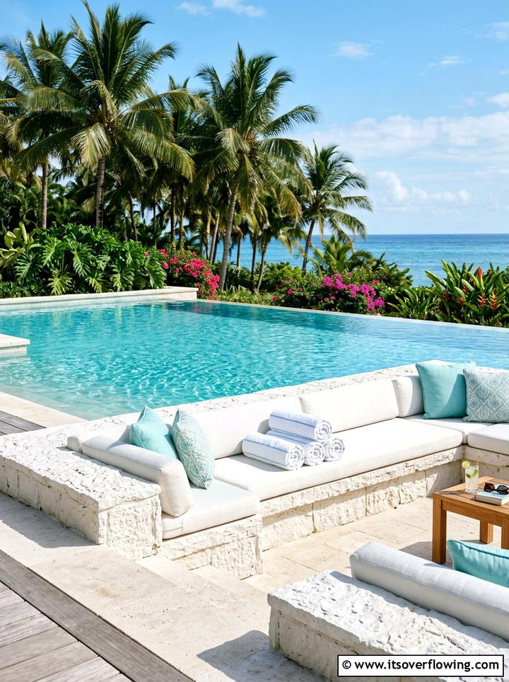 Poolside Built In Lounge - 25 backyard ideas with built in seating