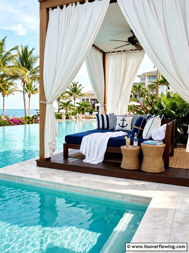 Poolside Cabana With Daybed - 25 backyard ideas with lounge area