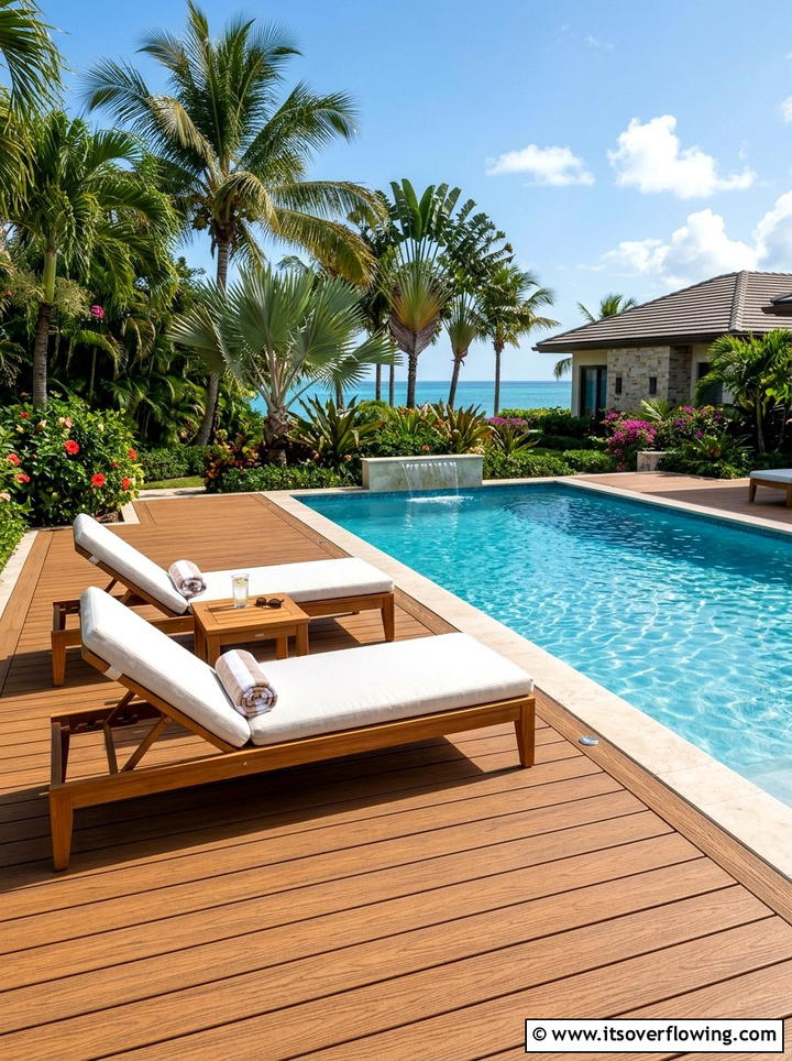 Poolside Composite Deck - 25 backyard ideas with composite deck