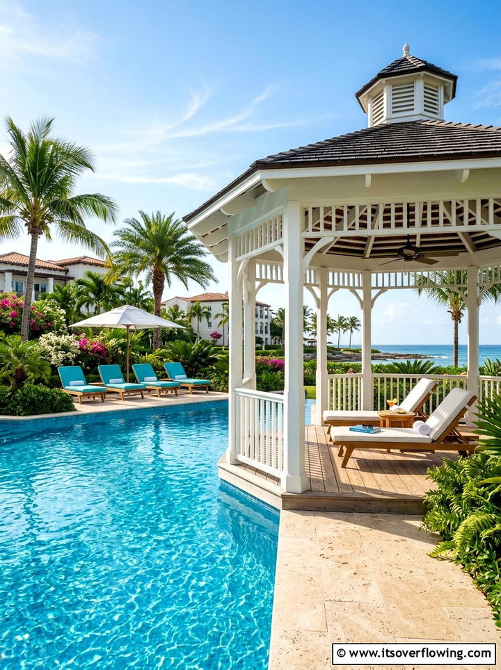 Poolside Gazebo - 25 backyard ideas with gazebo
