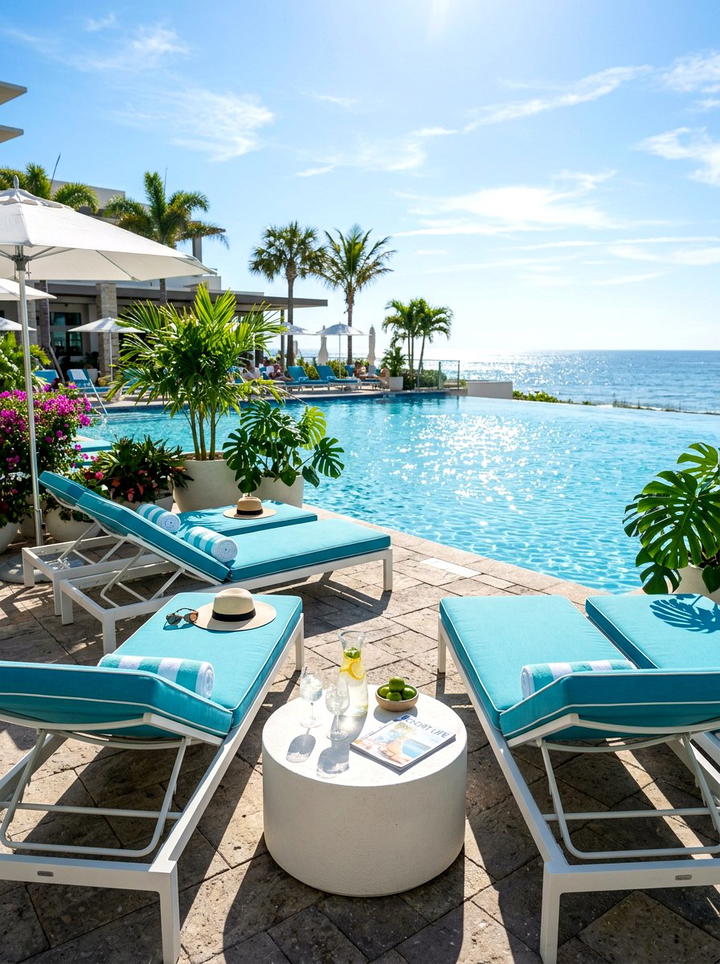 Poolside Lounge Area - 25 backyard decorating ideas with centerpiece tables