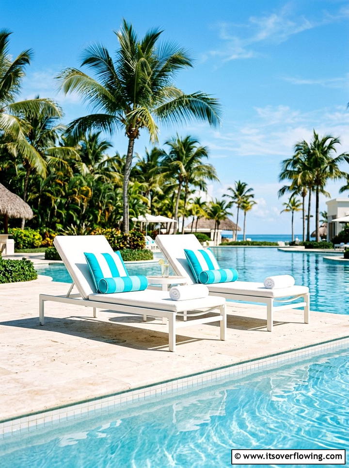 Poolside Lounge Chair - 25 garden decor ideas with throw pillows