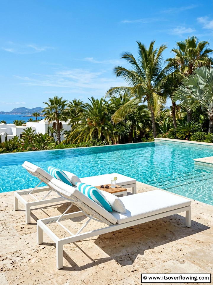 Poolside Lounge Chair - 25 backyard decorating ideas with pillows