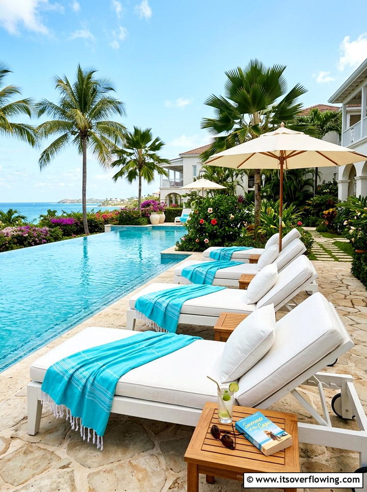 Poolside Lounge Decor - 25 backyard decorating ideas with throws