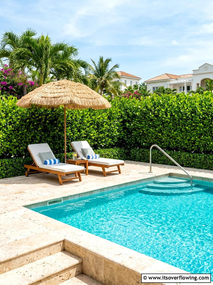 Poolside Privacy Hedge Screen - 25 backyard ideas with hedges