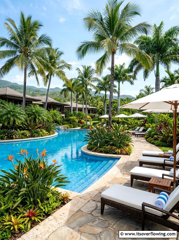 Poolside Tropical Planting - 25 garden ideas for full sun