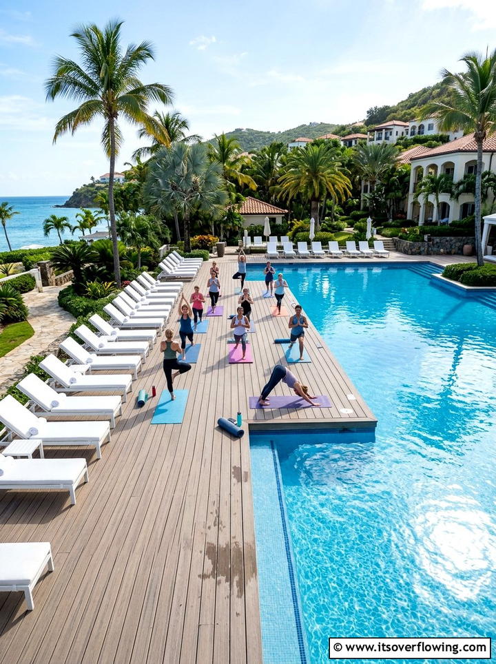 Poolside Yoga Deck - 25 backyard ideas with yoga deck