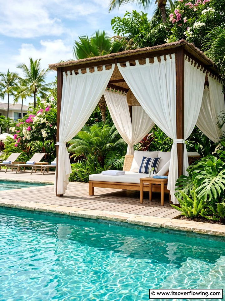 Poolside cabana lounge - 25 backyard ideas with reading nook
