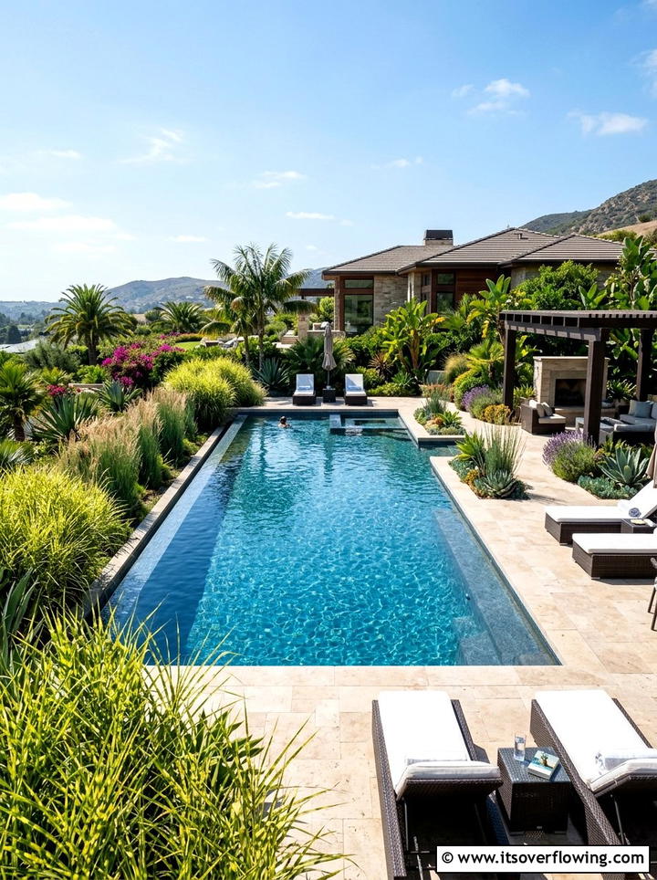 Poolside landscaping with ornamental grass - 25 garden ideas with ornamental grasses
