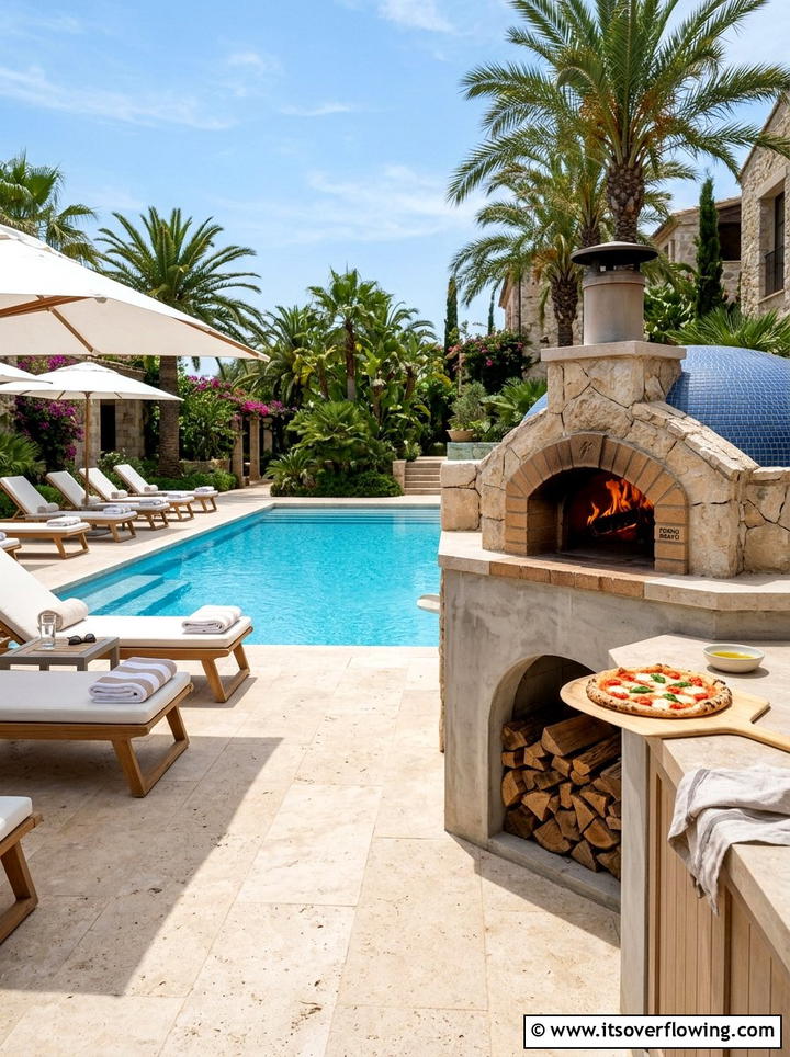 Poolside pizza oven - 25 backyard ideas with pizza oven