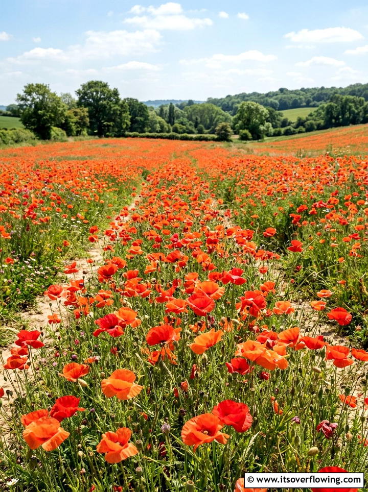 Poppy flower field - 25 cheap garden ideas with seeds