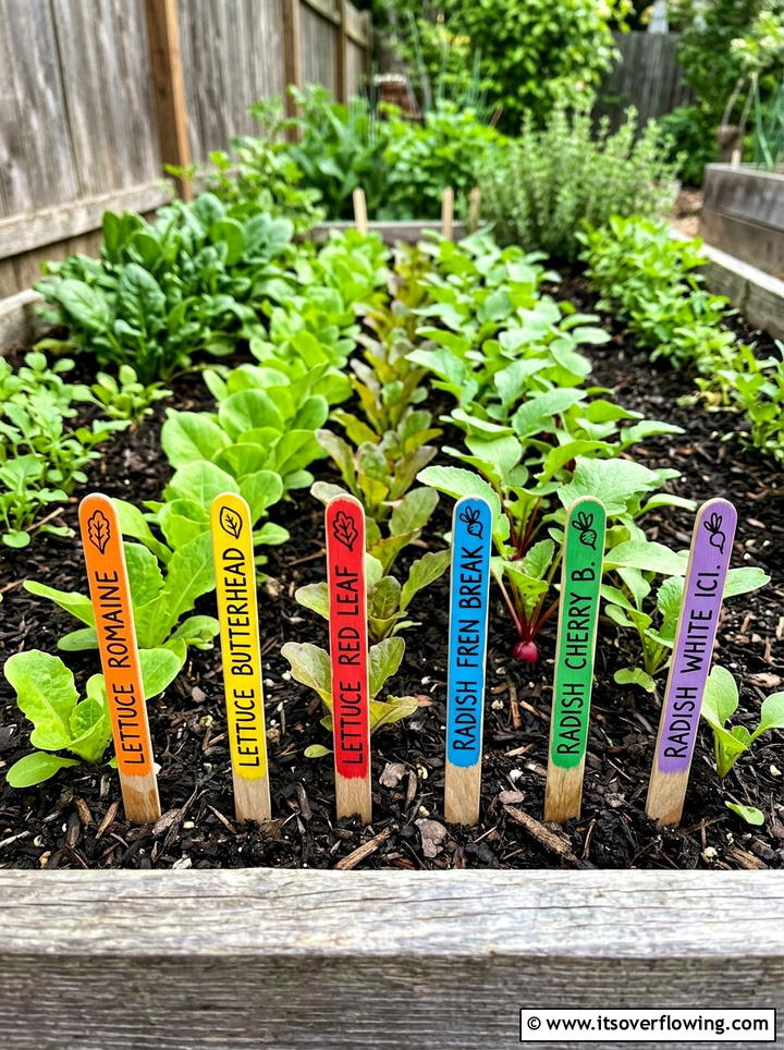 Popsicle Stick Plant Label Set - 25 recycled garden ideas for kids