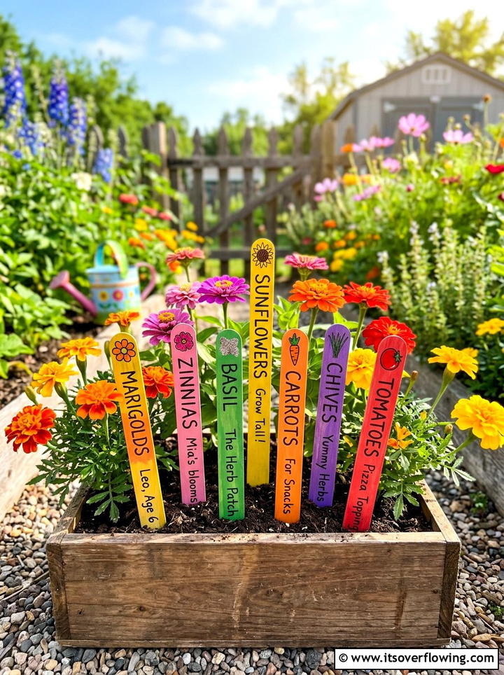 Popsicle stick markers - 25 recycled garden ideas with plant labels