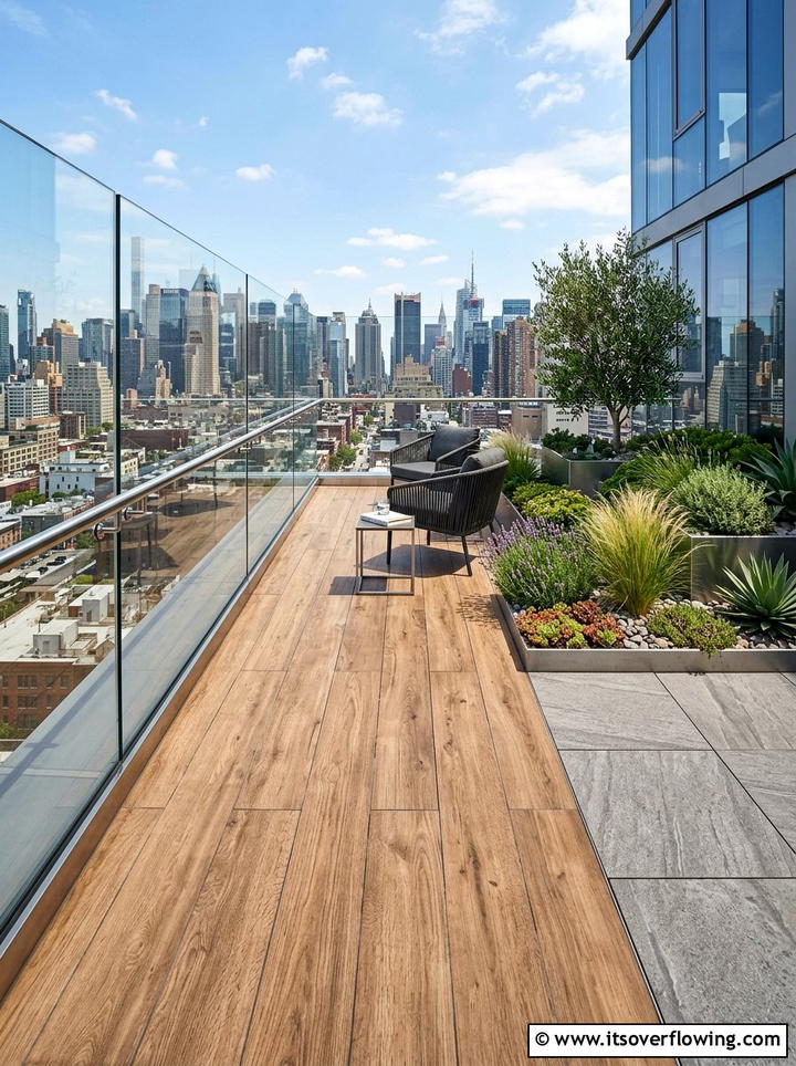 Porcelain Paver Balcony Garden - 25 small garden ideas with pavers