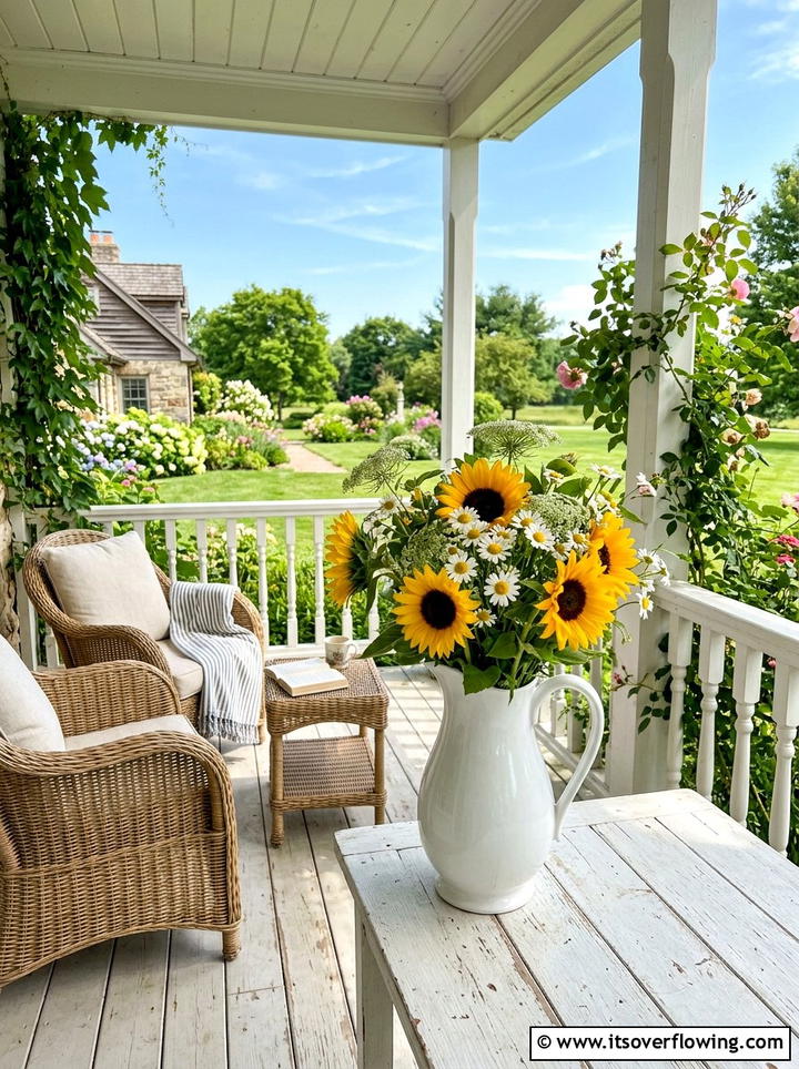 Porcelain Pitcher Vase - 25 recycled garden ideas with old kitchenware