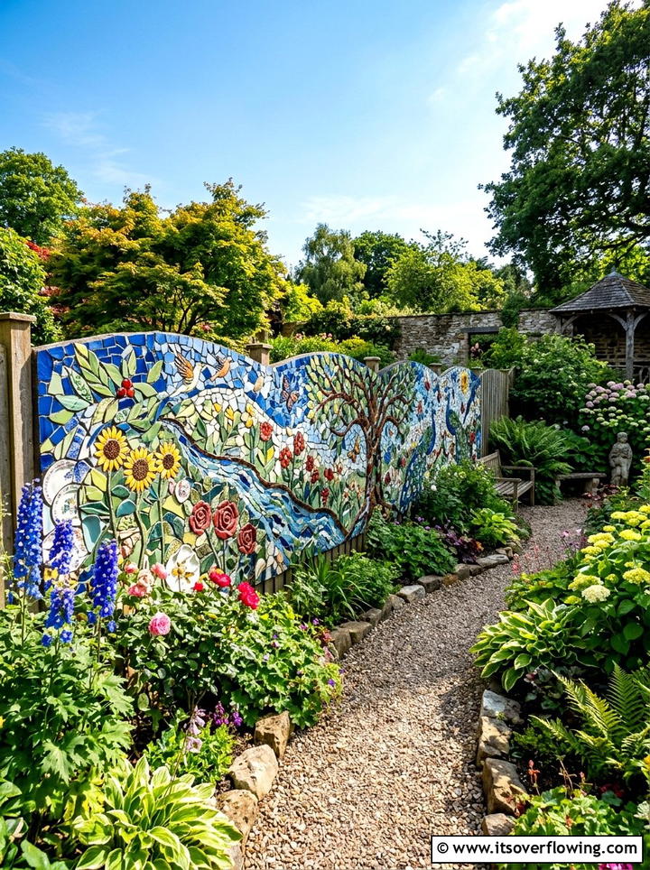 Porcelain Shard Art Installation - 25 recycled garden ideas with chipped dishes