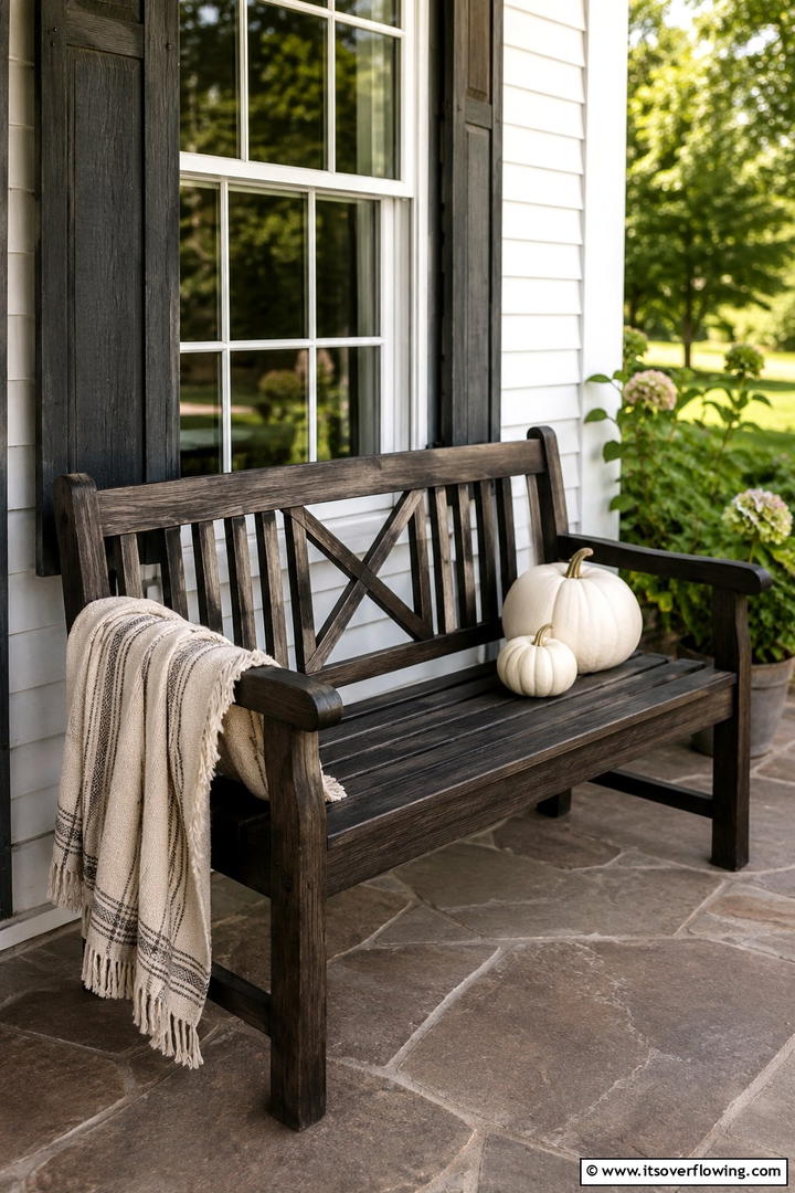Porch Bench Arrangement - 50 Minimalist Fall Decor Ideas to Upgrade Spaces Now