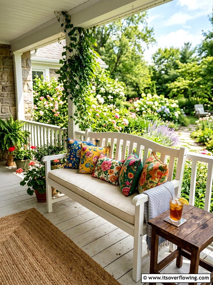 Porch Bench With Cushions - 25 front porch ideas with summer decor